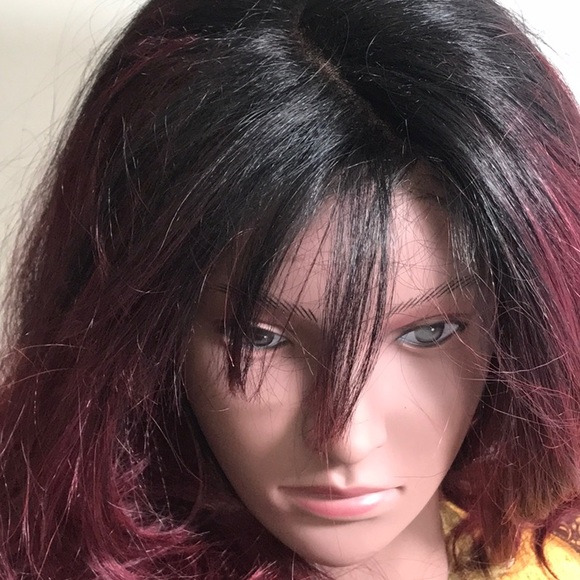 STUNNING OMBRÉ  DARK TO COOL RED LAYER WITH BANG - Picture 2 of 11